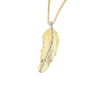 Semplice Versatile Piuma Forma Pendente Donne Zircone Moda Collana Gioielli Accessori per Il Partito Compleanno Regalo Unisex