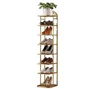 Semplice verticale Shoe Rack Multilayer Wrought Iron Shoe Cabinet Storage Shoe Rack for Indoor Entrance,White (Gold)
