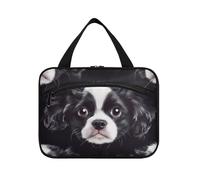 Semplici foto di cane facce appese borse trucco viaggio con gancio, designer carino appeso borse da toilette per accessori must haves backpacking estuche para brochas maquillaje L, semplici facce