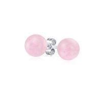 Semplici Orecchini A Perno In Pietra Semipreziosa Di Quarzo Rosa Chiaro Per Donne Adolescenti Argento Sterling .925 Sfera Rotonda Da 8MM