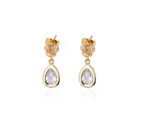 Semplici orecchini da donna, orecchini dorati pendenti a forma di fiore con zirconia cubica a goccia, 22 mm, per San Valentino lesbico, gioielli alla moda
