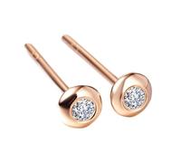 Semplici orecchini rotondi con diamante da 0,05 ct