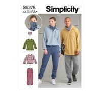 Semplicità 9278 Top Unisex Pantaloni Collana Modello Cucito Taglie XS-M E L-XXL