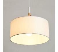 Semplicità europea Lampada a sospensione a soffitto Lampada a sospensione moderna con paralume in tessuto Lampadario grande con paralume a tamburo bianco per camera da letto Sala da pranzo Soggiorno