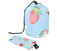 Semplifica la tua routine di bellezza con la nostra grande borsa per il trucco da donna, motivo frutta blu, Multicolore, 9.9x6.9in/25.2x17.6cm;6x3.5in/15.2x8.8cm