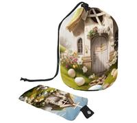 Semplifica la tua routine di bellezza con la nostra grande borsa per il trucco, perfetta per viaggi e articoli da toeletta a casa, casa bianca con croce pasquale, Multicolore,