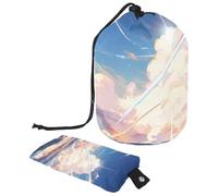 Semplifica la tua routine di bellezza con la nostra grande borsa per il trucco, perfetta per viaggi e articoli da toeletta a casa, cielo blu e nuvole bianche, Multicolore,