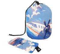 Semplifica la tua routine di viaggio con questa borsa per il trucco pieghevole, grande capacità e facile da pulire!, motivo aereo, Multicolore, 9.9x6.9in/25.2x17.6cm;6x3.5in/15.2x8.8cm