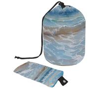 Semplifica la tua routine di viaggio | Grande borsa per il trucco da donna con design pieghevole, conchiglie mare spiaggia stelle marine, Multicolore, 9.9x6.9in/25.2x17.6cm;6x3.5in/15.2x8.8cm