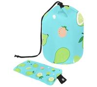 Semplifica la tua routine di viaggio | Grande borsa per il trucco da donna con design pieghevole, motivo frutta verde, Multicolore, 9.9x6.9in/25.2x17.6cm;6x3.5in/15.2x8.8cm