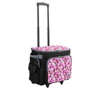 SEMPLIX Trolley per macchina da cucire, 50 x 43 x 32 cm, per tutte le comuni macchine da cucire domestiche, per un trasporto comodo e una conservazione sicura, Frutti di bosco/rosa, moderno