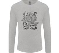 Sempre Stanco Affaticato Esausto Piccione Divertente Uomo Manica Lunga T-Shirt