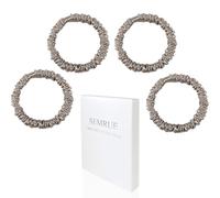 SEMRUE 22 Momme - Elastici per capelli piccoli, 100% pura seta di gelso (4 pezzi), piccoli elastici per capelli e cravatte per donne, per la cura dei capelli del sonno, nessun danno, albicocca