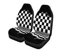 Semtomn Set of 2 Car Seat Covers Retro Black White Checkered Torn Checkerboard Race Abstract Universal Auto Front Seats Protector Fits for Car,SUV Sedan,Truck