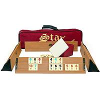 Semus Premium Okey/Rummy - Set da gioco in legno massiccio, pietre da gioco in melamina, custodia imbottita, 104 pietre + 2 Joker + cubo (chiaro)