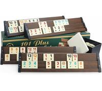 Semus Star 101 Plus Rummy Set Okey Lavorazione e materiali di alta qualità (panche da gioco in plastica con impiallacciatura in legno leggera e stabile & melammina) con penna a sfera SEMUS (marrone)