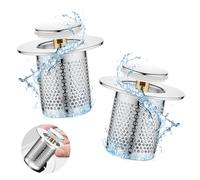 SenaiMy 2 Pezzi Filtro Lavandino Bagno, Stainless Steel Basin Drain Filter, Tappo Lavandino con Filtro per Cucina, Bagno, Balcone