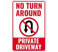 Señal de entrada de prohibido girar, entrada privada, señal de prohibido girar, de metal, de aluminio, resistente a la oxidación, resistente a la decoloración, impermeable, para uso en interiores o e