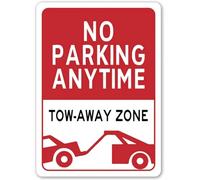 Señal de prohibido estacionar en cualquier momento, duradera, con zona de remolque, retro, letreros de metal antiguos para garaje, cueva de hombre, bar, cocina, decoración nostálgica de 8 x 12 pulgad