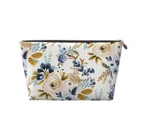 Senape blu floreale, Borsa da toilette Borsa per trucco Borsa per cosmetici Borsa da toilette da viaggio portatile