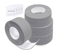Senbaler 4 Rotoli Nastro Sigillante Autoadesivo Impermeabile da Cucina Lavello PVC Strisce Adesive Bordo per Bagno Vasca,Angolo Parete (Grigio)