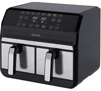 Sencor Friggitrice ad Aria Air Fryer, Doppio Compartimento, Tecnologia di Circolazione d'Aria ad Alta Velocità, Controllo Tattile, Pronta in 3 Minuti, 1700W, Capacità Totale 8L, Colore Argento