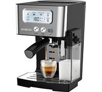 Sencor Macchina per Espresso con Schiumatore e Serbatoio del Latte, Display LCD, Pompa Italiana 15 bar, Riscaldamento Rapido, Thermoblock, Barista Express, Caffè in Polvere [4090SS]