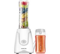 Sencor Mini Frullatore Smoothie Ultra-Potente 500W, 2 Bottiglie Tritan 0,6L & 0,3L senza BPA, Lame Titanio Lunga Durata Anti-Ossidazione, per Zuppe e Altro -Bianco