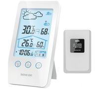Sencor SWS 3000B Stazione Meteo con Sensore Esterno, Orologio da parete, Previsioni Meteo, Termometro Ambiente Interno ed Esterno, Igrometro, Sveglia Digitale da Comodino, Display LCD Retroilluminato
