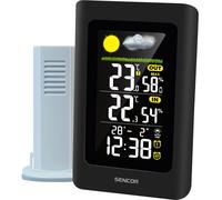 Sencor Stazione Meteo Senza Fili, Digitale, con Sensore Esterno, Previsioni 24h, Termometro Interno Esterno, Igrometro, Barometro, Visualizzazione dell'ora, Sveglia, Schermo LCD a Colori - [SWS 4270]