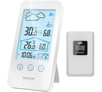 Sencor SWS 3000B Stazione Meteo con Sensore Esterno, Orologio da parete, Previsioni Meteo, Termometro Ambiente Interno ed Esterno, Igrometro, Sveglia Digitale da Comodino, Display LCD Retroilluminato