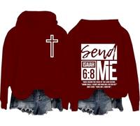 Send Me Isaiah 6 8 Felpa & Felpa con cappuccio Christian Bibbia Verse Camicia Send Me Christian Cross Felpe, Claret-H, M