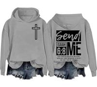 Send Me Isaiah 6 8 Felpa & Felpa con cappuccio Christian Bibbia Verse Camicia Send Me Christian Cross Felpe, Grigio-h, M