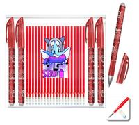 SEND UP Set 24 pezzi 4 Penne Gel Cancellabili ROSSE + 20 Ricariche XXL ROSSE, Punta 0,5mm, Compatibile 100% Legami, Inchiostro Termosensibile, Scorta Scuola e Sartoria, Busta Biodegradabile