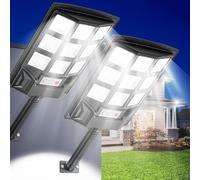 SENDALE 2 Pezzi Lampione Solare Led Esterno da 300W con Telecomando|Faretto Led da Esterno Solare 6500K con Sensore di Movimento|IP67 Impermeabile lampioni solari a led da esterno per Garage