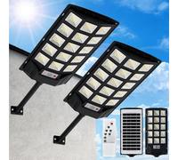 SENDALE Lampade solari da 500 W per esterni, 2 pezzi con telecomando, 6500 K, lampada solare da strada, al crepuscolo fino all'alba, IP66, per giardini, garage
