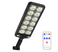 SENDALE Lampione Solare LED Esterno .300W 300LEDs Lampioni con Sensore di Movimento e Crepuscolare,6500K Faro Stradale con palo e telecomando,IP65 Impermeabile Lampada Solari per Giardino Strada