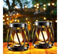 SENDALE Lanterne Solari da Esterno,2 Pezzi Lampada Solare da Giardino con Lampadina LED,IP65 Impermeabile,Luci Solari Decorazione Giardino per Balcone e Terrazza