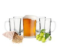 Sendez 6 bicchieri da birra da 0,5 l (max. 650 ml), boccale da birra, boccale da birra con manico, bicchieri da birra Pils