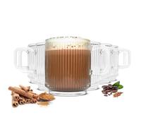 Sendez 6 bicchieri da caffè, 360 ml, impilabili con struttura in rilievo, lavabili in lavastoviglie, resistenti al calore, ideali per caffè, tè, cappuccino, latte macchiato