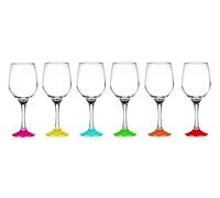 Sendez - 6 bicchieri da vino da 250 ml, con piedini colorati