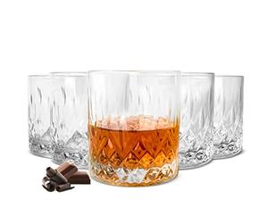 Sendez 6 bicchieri da whisky da 280 ml con rilievo, bicchieri per acqua, succo di frutta, long drink, bicchieri da cocktail