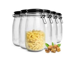 Sendez 6 vasetti da 1,4 l, con coperchio in ceramica, chiusura a leva, in vetro