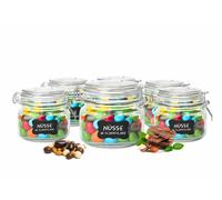 Sendez 6 vasetti per conserve da 500 ml, con chiusura a leva, 10 etichette, 6 guarnizioni in vetro