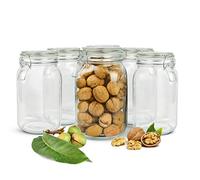 Sendez 6 vasetti per conserve da 1500 ml con chiusura a leva, 10 etichette, 6 guarnizioni e penna in vetro