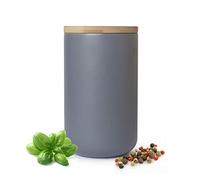 Sendez Barattolo grigio in porcellana con coperchio in bambù