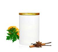 sendez Bianco - Barattolo 800 ML con coperchio in legno Guarnizione in gomma porcellana contenitore barattolo # 4