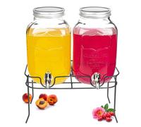 Sendez Distributore bevande 2 x 4 litri con rubinetto e supporto per acqua e succhi