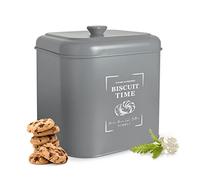 Sendez - Grande barattolo di conservazione in metallo con coperchio, barattolo per biscotti, contenitore per alimenti