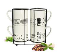 4 Tazza da Caffè 300ml di Porcellana Con Supporto IN Metallo Tazza Caffè Tazza